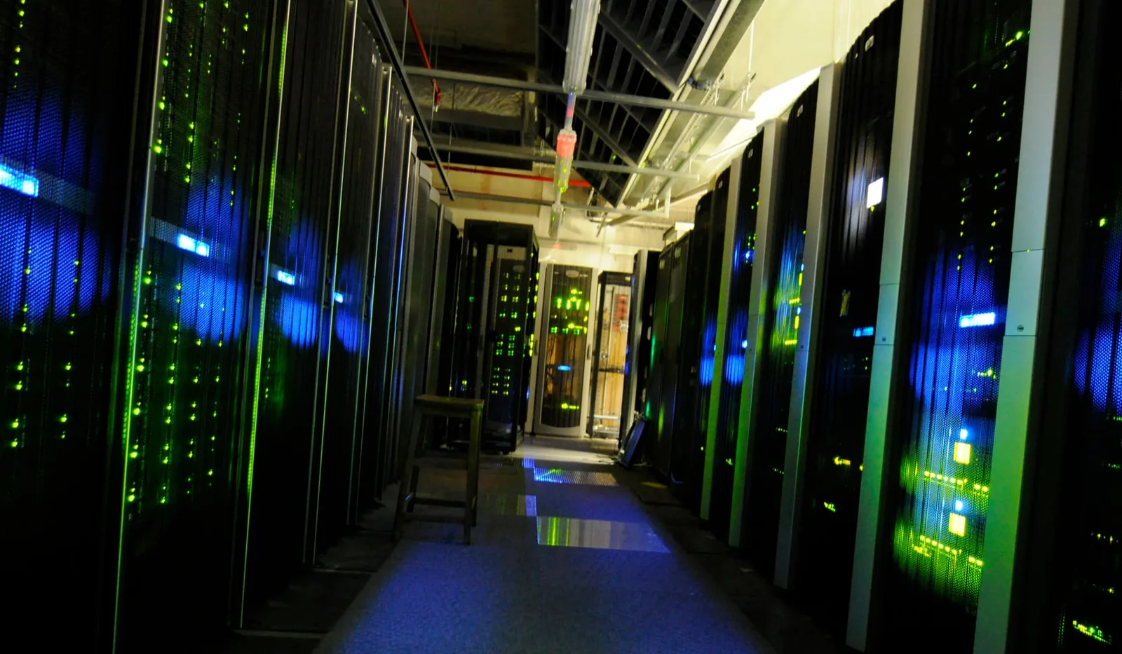 Server racks inside a professional data centre